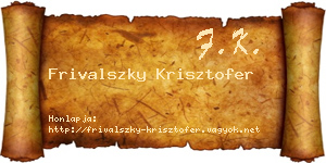 Frivalszky Krisztofer névjegykártya